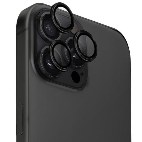 UNIQ Optix Aluminium Camera Lens Protector iPhone 16 Pro 6.3" / 16 Pro Max 6.9" midnight black szkło na obiektyw aparatu z aplik