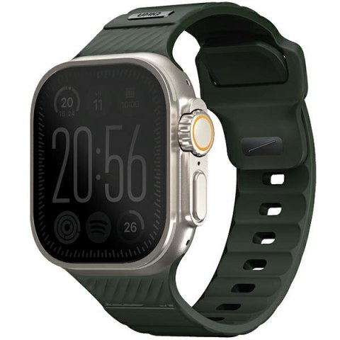 UNIQ pasek Stride Apple Watch Series1/2/3/4/5/6/7/8/9/SE/SE2/Ultra/Ultra 2 42/44/45/49mm FKM Rubber Strap ciemnozielony/moss gre