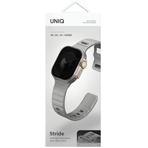 UNIQ pasek Stride Apple Watch Series1/2/3/4/5/6/7/8/9/SE/SE2/Ultra/Ultra 2 42/44/45/49mm FKM Rubber Strap szary/chalk grey