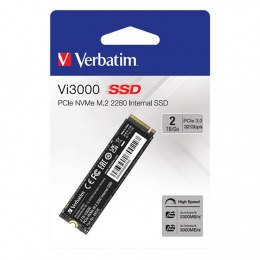 SSD Wewnętrzny Verbatim Vi3000 M.2, 49376, 2000GB, czarny, 3300 MB/s-R, NVMe, 3000 MB/s-W