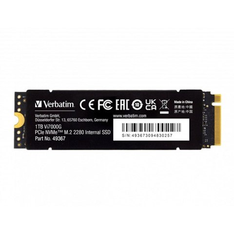 SSD Wewnętrzny Verbatim Vi7000G M.2, 49367, 1000GB, czarny, 7400 MB/s-R, NVMe, 5500 MB/s-W