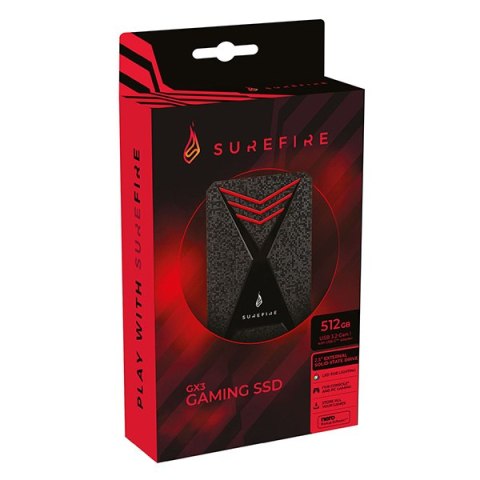 SSD Zewnętrzny Surefire GX3 Gaming, 53683, 512GB, czarny, 2.5", USB micro B