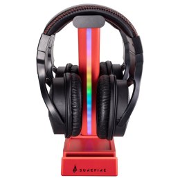 SureFire stojak na słuchawki Vinson N1 Dual Balance RGB, zacisk do montażu pod biurkiem, czerwony, plastikowy, 48846, czerwona