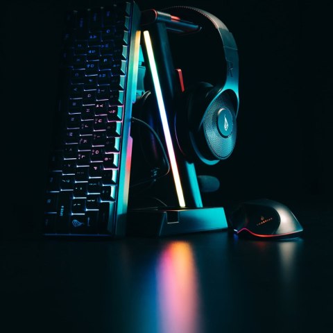 SureFire wielofunkcyjny stojak na słuchawki Vinson N2 Dual Balance RGB, złącze 3,5 mm, czarny, tworzywo ABS, 48847, czarna, 2x U