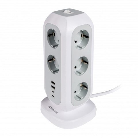 Stacja zasilania Tower Power gniazdo, biała, Verbatim