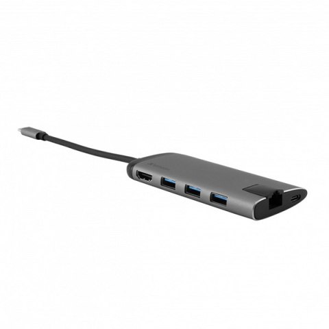 USB (3.1) hub 6-port, 49142, szara, długość przewodu 15cm, Verbatim, 1x USB C, USB A, HDMI