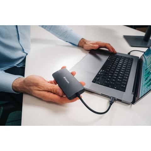 USB (3.2) hub 5-port, 32150, szara, długość przewodu 15cm, Verbatim, 1x USB C, 2x USB A, 1x HDMI