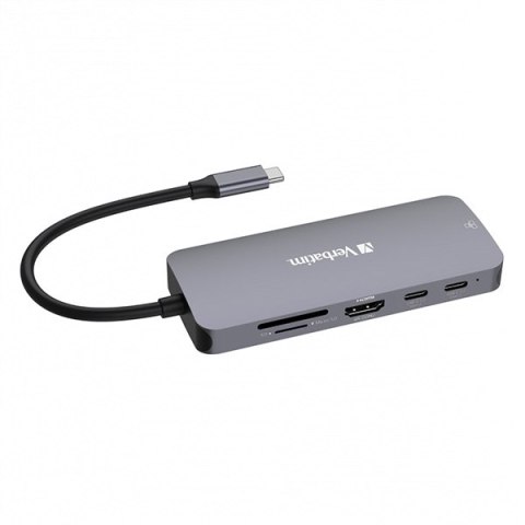 USB (3.2) hub 9-port, 32152, szary, długość przewodu 15cm, Verbatim, 2x USB C, 3x USB A, 1x HDMI, czytnik SD/micro SD