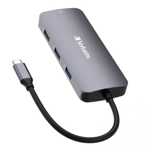 USB (3.2) hub 9-port, 32152, szary, długość przewodu 15cm, Verbatim, 2x USB C, 3x USB A, 1x HDMI, czytnik SD/micro SD