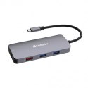 USB (3.2) hub 9-port, 32152, szary, długość przewodu 15cm, Verbatim, 2x USB C, 3x USB A, 1x HDMI, czytnik SD/micro SD