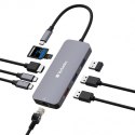 USB (3.2) hub 9-port, 32152, szary, długość przewodu 15cm, Verbatim, 2x USB C, 3x USB A, 1x HDMI, czytnik SD/micro SD