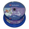 Verbatim DVD+R, Wide Inkjet Printable No ID Brand, 43512, 4.7GB, 16x, spindle, 50-pack, 12cm, do archiwizacji danych