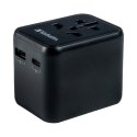 Verbatim, Adapter podróżny World-to-World Verbatim UTA-02 USB-A, USB-C, czarny, 20 W