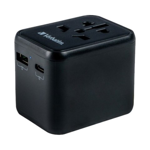 Verbatim, Adapter podróżny World-to-World Verbatim UTA-02 USB-A, USB-C, czarny, 20 W