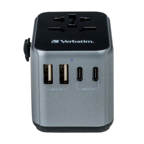 Verbatim, Adapter podróżny World-to-World Verbatim UTA-03 USB-A, USB-C, czarny, 30 W