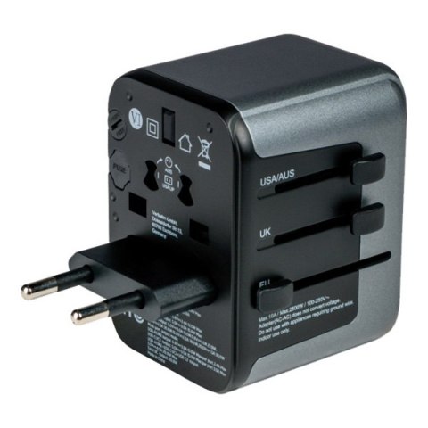 Verbatim, Adapter podróżny World-to-World Verbatim UTA-03 USB-A, USB-C, czarny, 30 W