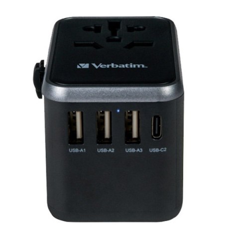 Verbatim, Adapter podróżny World-to-World Verbatim UTA-04 USB-A, USB-C, czarny, 61 W