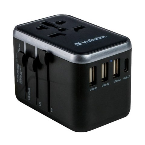 Verbatim, Adapter podróżny World-to-World Verbatim UTA-04 USB-A, USB-C, czarny, 61 W