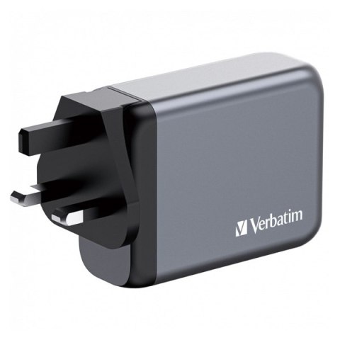 Verbatim, Ładowarka GaN USB 3.0, USB C, szara, 100 W, wymienne końcówki C,G,A