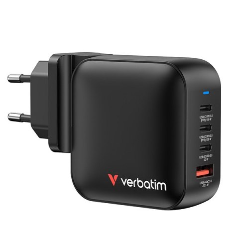 Verbatim, Ładowarka GaN USB 3.0, USB C, szara, 100 W, wymienne końcówki C,G,A