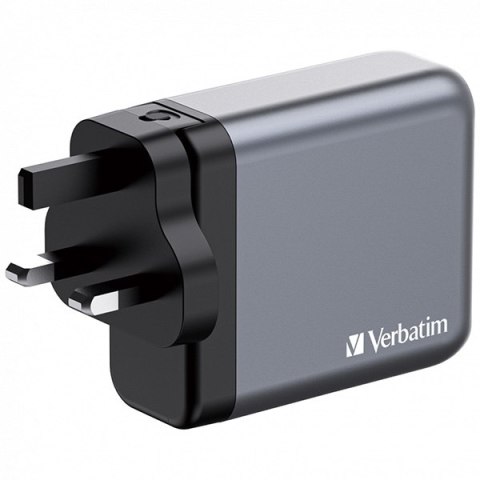 Verbatim, Ładowarka GaN USB 3.0, USB C, szara, 140 W, wymienne końcówki C,G,A