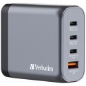 Verbatim, Ładowarka GaN USB 3.0, USB C, szara, 140 W, wymienne końcówki C,G,A