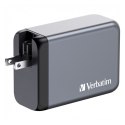 Verbatim, Ładowarka GaN USB 3.0, USB C, szara, 240 W, wymienne końcówki C,G,A