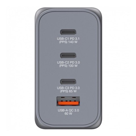 Verbatim, Ładowarka GaN USB 3.0, USB C, szara, 240 W, wymienne końcówki C,G,A