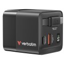 Verbatim, Ładowarka GaN USB 3.0, USB C, szara, 65 W, wymienne wtyczki C, G, A, ze zintegrowanym kablem