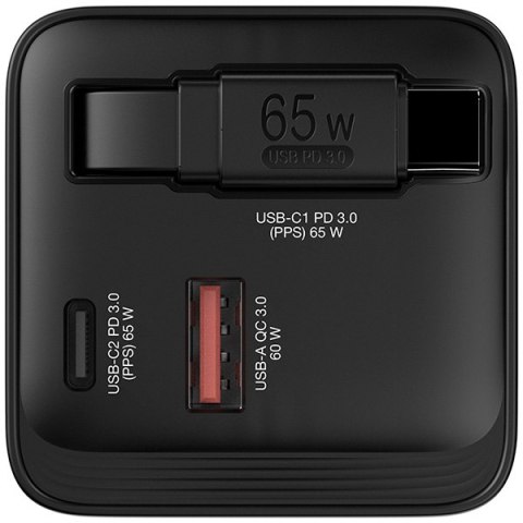 Verbatim, Ładowarka GaN USB 3.0, USB C, szara, 65 W, wymienne wtyczki C, G, A, ze zintegrowanym kablem