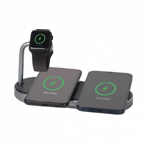 Verbatim, Ładowarka bezprzewodowa 3 w 1, na dwa iPhone,y i Apple Watch, czarna, 9V, 35W, Certifikat MFi i Qi