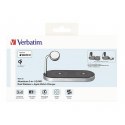 Verbatim, Ładowarka bezprzewodowa 3 w 1, na dwa iPhone,y i Apple Watch, czarna, 9V, 35W, Certifikat MFi i Qi
