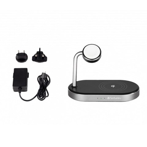 Verbatim, Podstawka ładująca 3 w 1, na iPhone i Apple Watch, czarna, 15V, 44W, Certifikat MFi i Qi