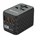 Verbatim, Uniwersalny adapter podróżny World-to-World UTA-05 2x USB-C PD, QC 4+, 2x USB-A, czarna, 65 W