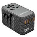 Verbatim, Uniwersalny adapter podróżny World-to-World UTA-06 2x USB-C PD, QC 4+, 2x USB-A QC 3.0, czarny, 100 W