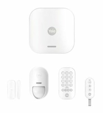 Yale Zestaw startowy inteligentnego alarmu 5 elementów - Centralka, Klawiatura, Pilot, Czujnik ruchu, Czujnik okno/drzwi