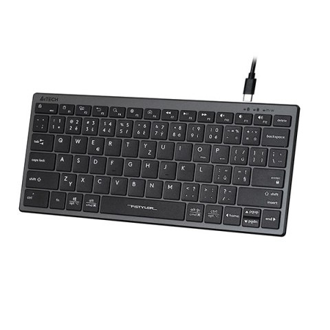 A4Tech FX51, Klawiatura CZ, bez bloku numerycznego, niski profil rodzaj przewodowa (USB), szara