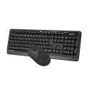 A4Tech FG1012, Zestaw klawiatur z myszą optyczną bezprzewodową, AA, CZ, klasyczna, 2.4 [Ghz], bezprzewodowa, czarna
