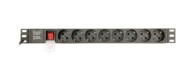 Listwa zasilająca rack (PDU), 8 gniazd typ Schuko, 1U, 16A, wtyk Schuko 3m