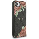 Etui Guess 4G Flowers Print MagSafe do iPhone 16e czarny