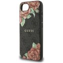 Etui Guess 4G Flowers Print MagSafe do iPhone 16e czarny