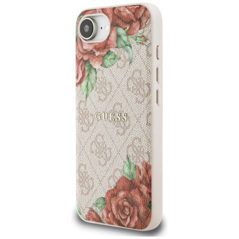 Etui Guess 4G Flowers Print MagSafe do iPhone 16e różowy