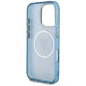Etui Guess IML Metal Glitter 4G Circle Triangle MagSafe do iPhone 16 Pro Max niebieski