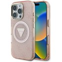Etui Guess IML Metal Glitter 4G Circle Triangle MagSafe do iPhone 16 Pro Max różowy