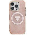 Etui Guess IML Metal Glitter 4G Circle Triangle MagSafe do iPhone 16 Pro różowy
