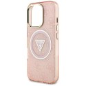 Etui Guess IML Metal Glitter 4G Circle Triangle MagSafe do iPhone 16 Pro różowy