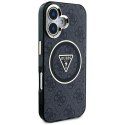 Etui Guess IML Metal Glitter 4G Circle Triangle MagSafe do iPhone 16 czarny