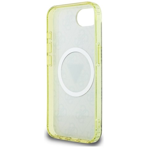Etui Guess IML Metal Glitter 4G Circle Triangle MagSafe do iPhone 16e brązowy