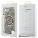 Etui Guess IML Metal Glitter 4G Circle Triangle MagSafe do iPhone 16e brązowy