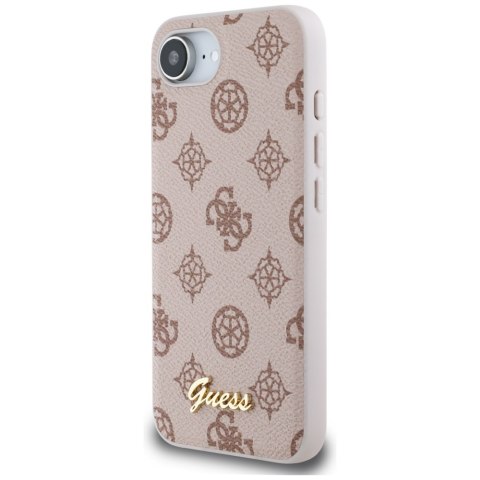 Etui Guess Peony Script Logo MagSafe do iPhone 16e brązowy